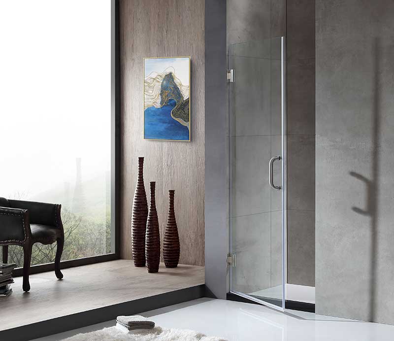 Anzzi Passion Series 24 in. by 72 in. Frameless Hinged Shower Door in Brushed Nickel with Handle SD-AZ8075-01BN 3
