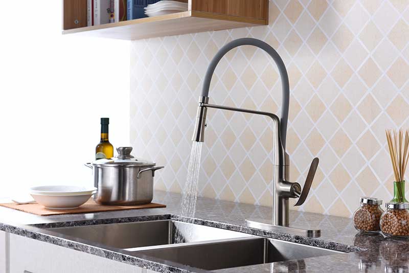 Anzzi Accent Single Handle Pull-Down Sprayer Kitchen Faucet in Brushed Nickel KF-AZ003BN 11