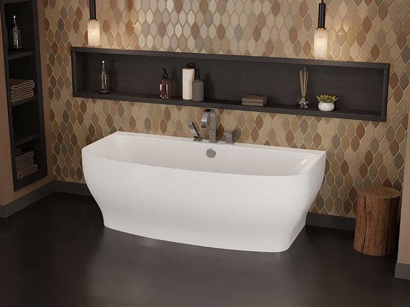 Anzzi Bank Series 5.41 ft. Freestanding Bathtub with Deck Mounted Faucet in White FT-FR112473CH 7