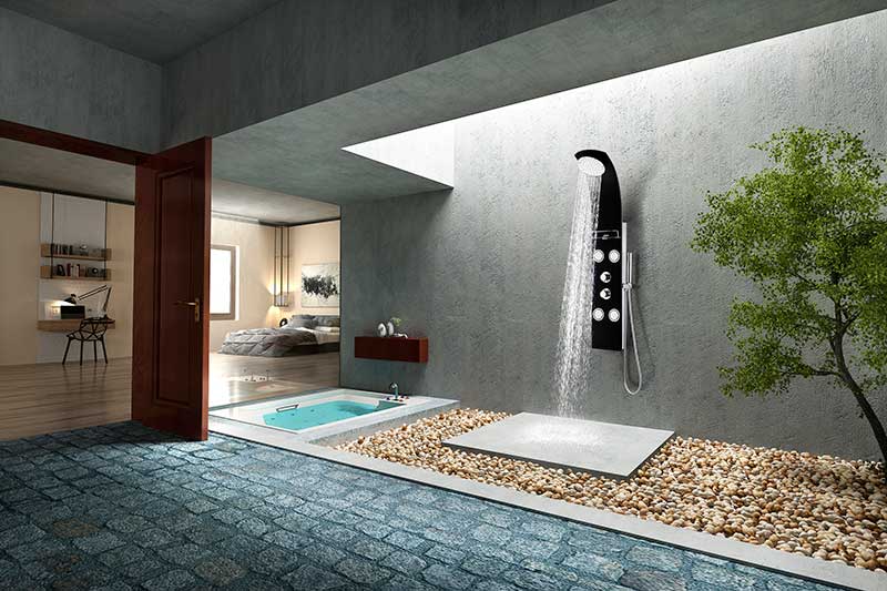 Anzzi Colossal Series 56 in. Full Body Shower Panel System with Heavy Rain Shower and Spray Wand in Black SP-AZ8095 10