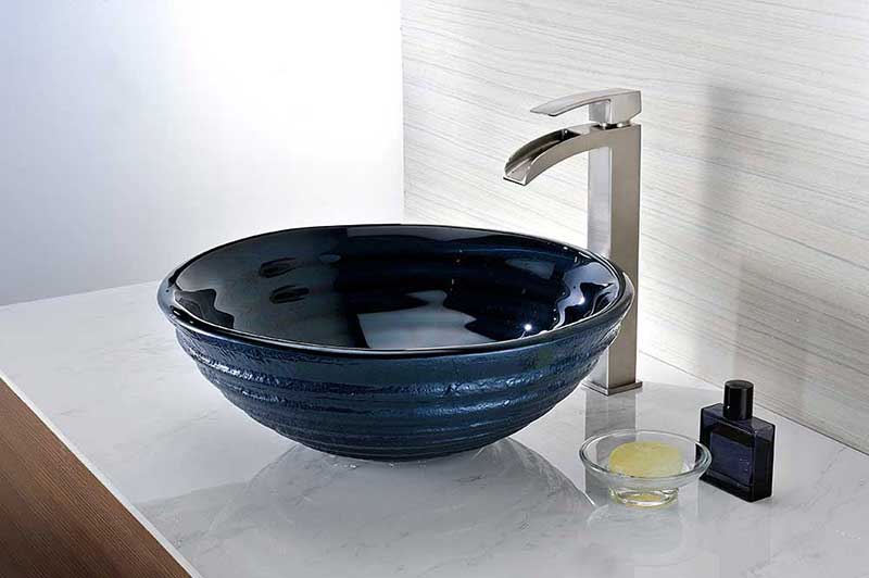 Anzzi Tempo Series Deco-Glass Vessel Sink in Coiled Blue 6
