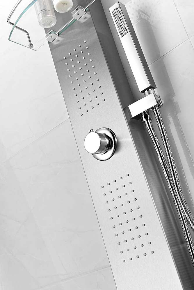 Anzzi Coastal 44 in. Full Body Shower Panel with Heavy Rain Shower and Spray Wand in Brushed Steel SP-AZ075 13