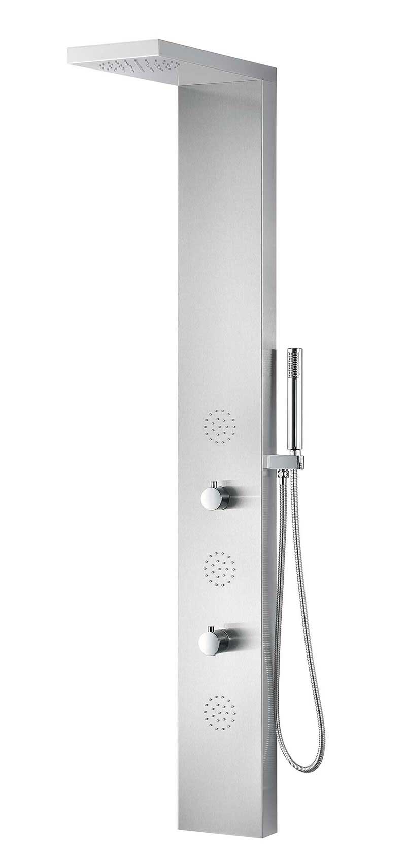 Anzzi TUNDRA Series 52 in. Full Body Shower Panel System with Heavy Rain Shower and Spray Wand in Brushed Steel