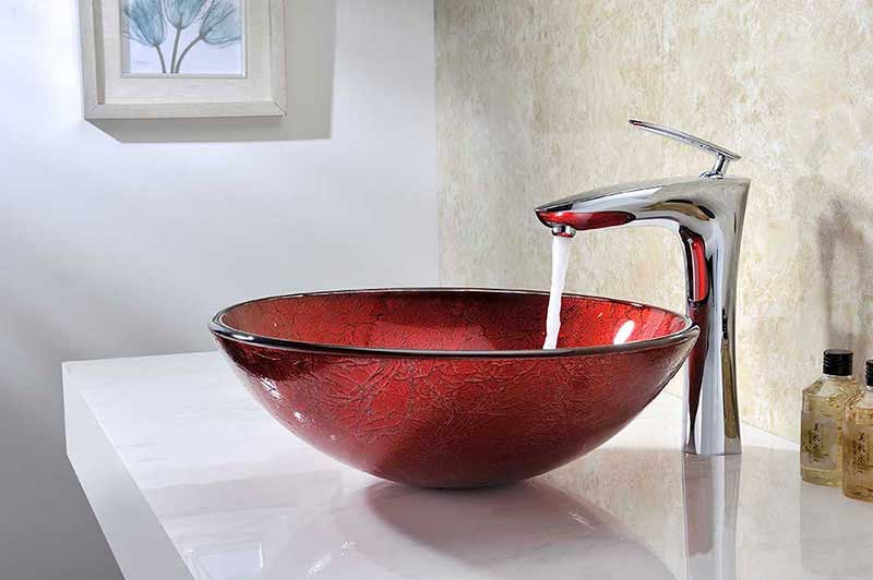 Anzzi Crown Series Deco-Glass Vessel Sink in Lustrous Red 5