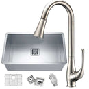 Anzzi Vanguard Undermount 30 in. Single Bowl Kitchen Sink with Faucet in Brushed Nickel KAZ30181AS-042