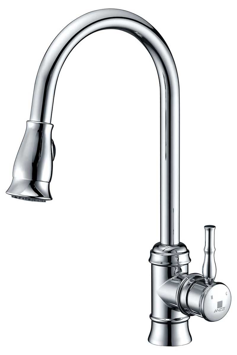 Anzzi Sails Pull Down Single Handle Kitchen Faucet in Polished Chrome