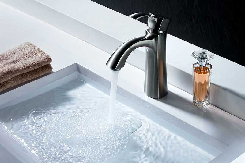 Anzzi Rhythm Series Single Handle Bathroom Sink Faucet in Brushed Nickel 3