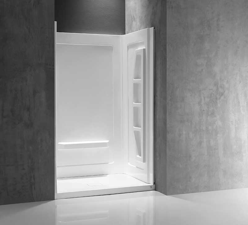 Anzzi Forum 48 in. x 36 in. x 74 in. 3-piece DIY Friendly Alcove Shower Surround in White