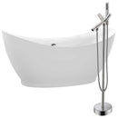 Anzzi Reginald 68 in. Acrylic Soaking Bathtub in White with Havasu Faucet in Brushed Nickel FTAZ091-0042B