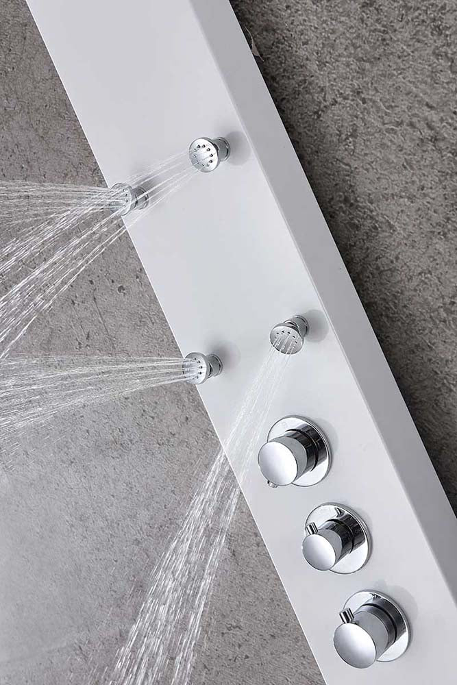 Anzzi Donna 60 in. 6-Jetted Full Body Shower Panel with Heavy Rain Shower and Spray Wand in White SP-AZ028 5