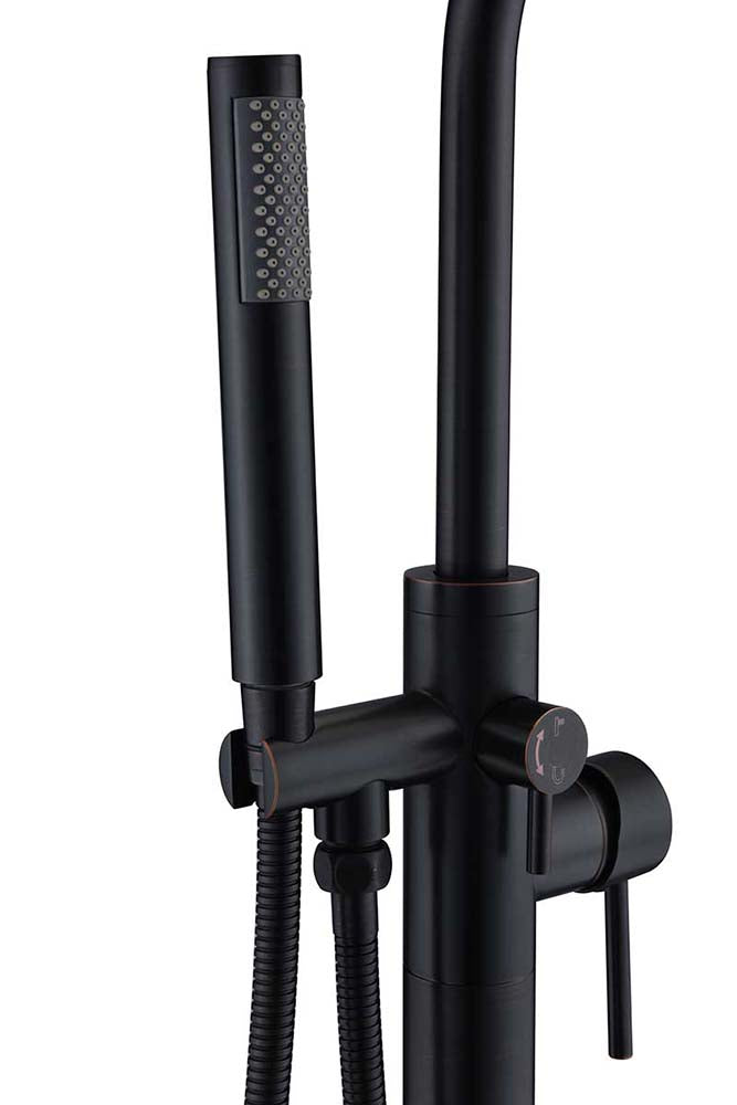 Anzzi Coral Series 2-Handle Freestanding Claw Foot Tub Faucet with Hand Shower in Matte Black FS-AZ0047BK 6