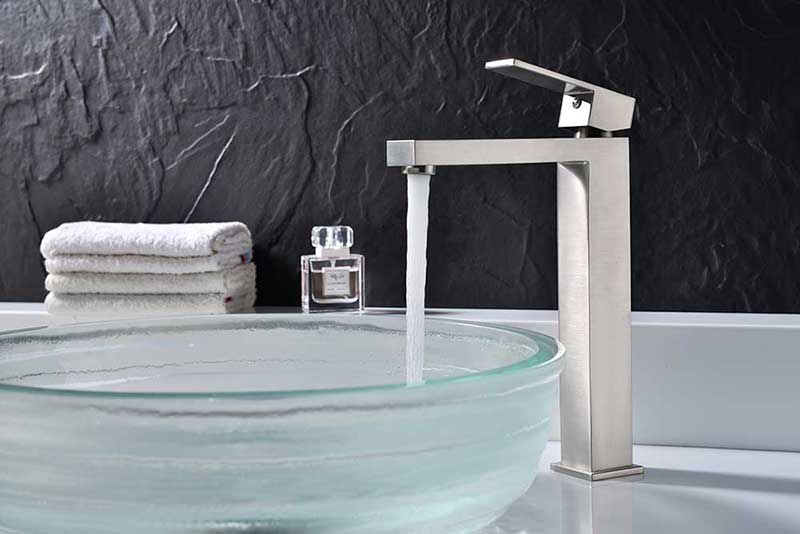Anzzi Enti Series Single Handle Vessel Sink Faucet in Brushed Nickel 6