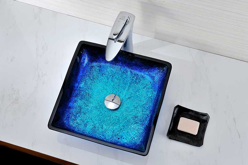 Anzzi Kuku Series Deco-Glass Vessel Sink in Blazing Blue S128 8