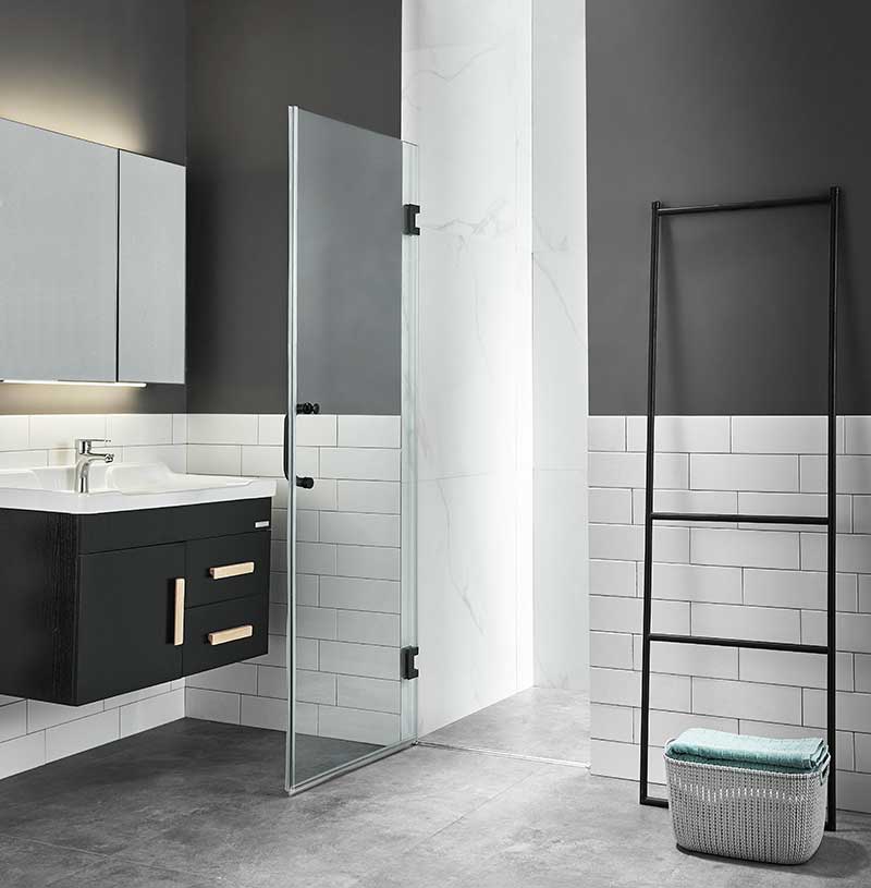 Anzzi Fellow Series 30 in. x 72 in. Frameless Hinged Shower Door in Matte Black with Handle SD-AZ09-02MB 3