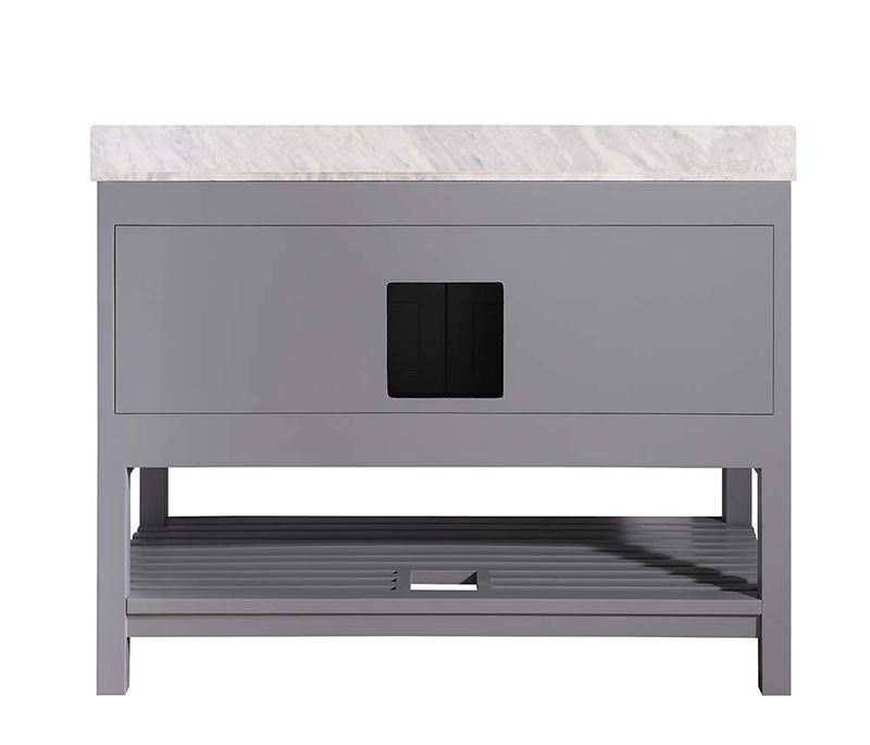 Anzzi Montaigne 48 in. W x 22 in. D Vanity in Gray with Marble Vanity Top in Carrara White with White Basin and Mirror 19