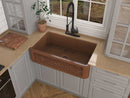 Anzzi Wand Farmhouse Handmade Copper 36 in. 0-Hole Single Bowl Kitchen Sink with Flower Design Panel in Polished Antique Copper K-AZ256 3