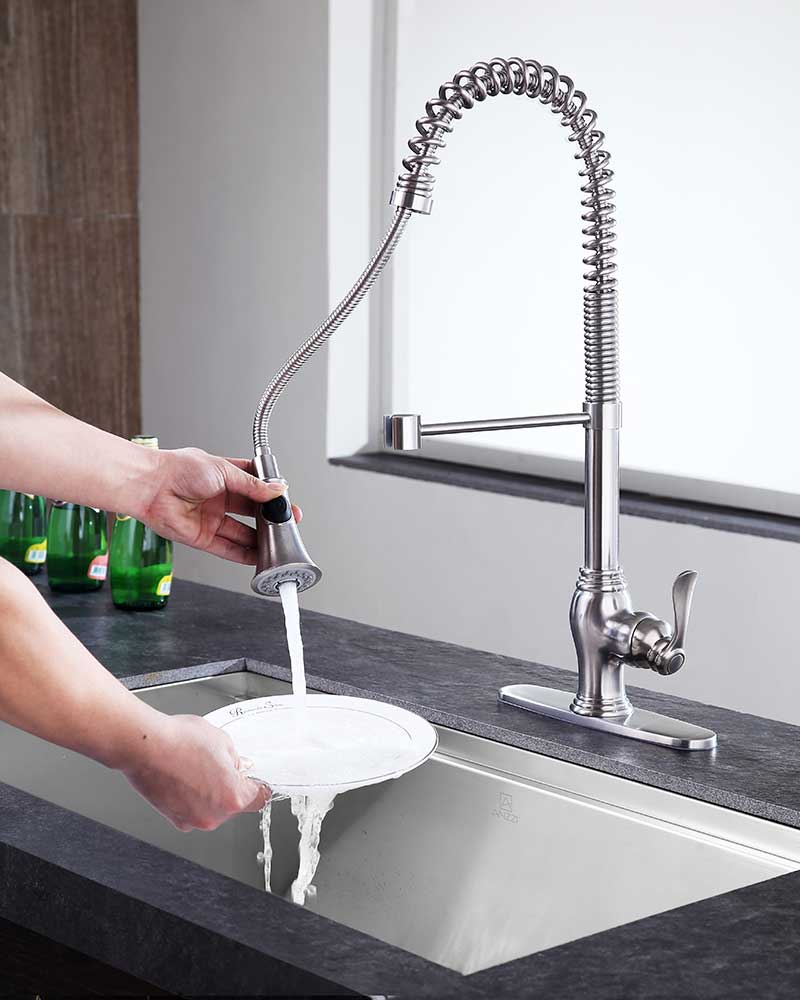 Anzzi Bastion Single Handle Standard Kitchen Faucet in Brushed Nickel KF-AZ209BN 4