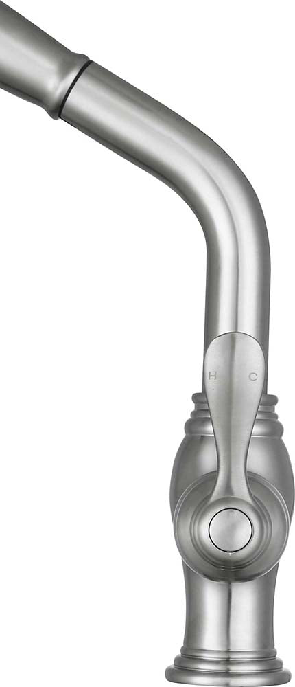 Anzzi Del Moro Single-Handle Pull-Out Sprayer Kitchen Faucet in Brushed Nickel KF-AZ203BN 24