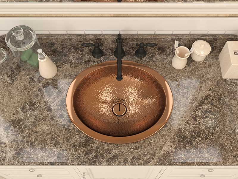 Anzzi Lux 19 in. Handmade Drop-in Oval Bathroom Sink in Hammered Copper LS-AZ331 4