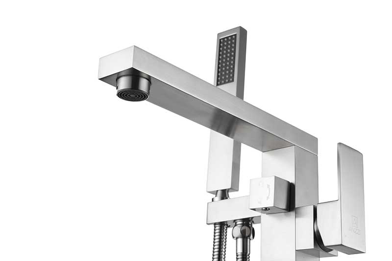 Anzzi Khone 2-Handle Claw Foot Tub Faucet with Hand Shower in Brushed Nickel FS-AZ0037BN 7