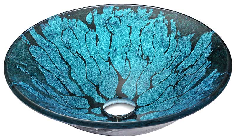 Anzzi Telina Series Deco-Glass Vessel Sink in Lustrous Blue and Black Y270