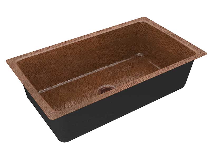 Anzzi Gilbert Drop-in Handmade Copper 31 in. 0-Hole Single Bowl Kitchen Sink in Hammered Antique Copper SK-031 6