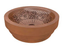 Anzzi Admiral 17 in. Handmade Vessel Sink in Polished Antique Copper with Floral Design Interior LS-AZ336