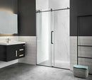 Anzzi Madam Series 48 in. by 76 in. Frameless Sliding Shower Door in Matte Black with Handle SD-AZ13-01MB 4