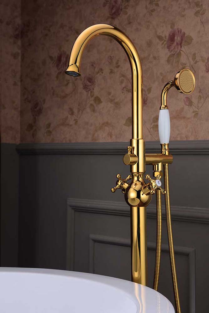 Anzzi Bridal 3-Handle Claw Foot Tub Faucet with Hand Shower in Gold FS-AZ0061RG 4