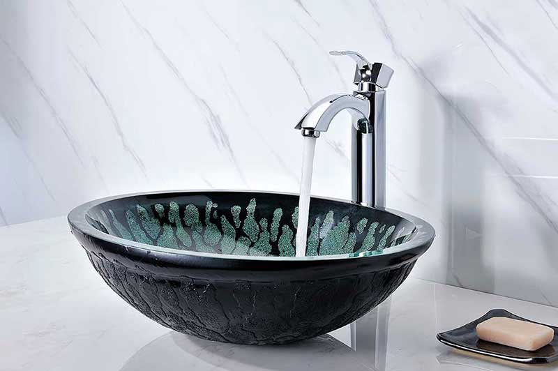 Anzzi Bravo Series Deco-Glass Vessel Sink in Lustrous Black 2