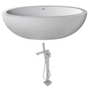 Anzzi Lusso 6.3 ft. Man-Made Stone Freestanding Non-Whirlpool Bathtub in Matte White and Dawn Series Faucet in Chrome