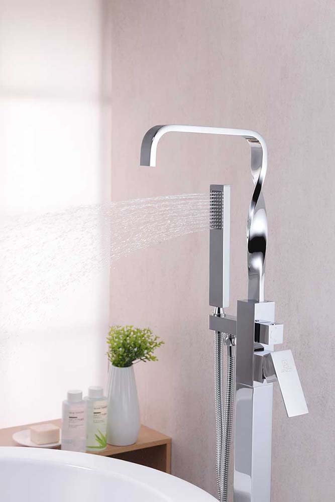 Anzzi Yosemite 2-Handle Claw Foot Tub Faucet with Hand Shower in Polished Chrome FS-AZ0050CH 7