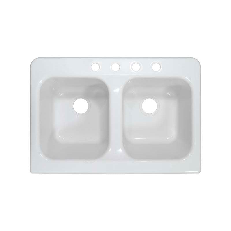 Lyons Industries DKS01AP-3.5 Designer White Apron Front Dual Bowl Acrylic 10" Deep Kitchen Sink