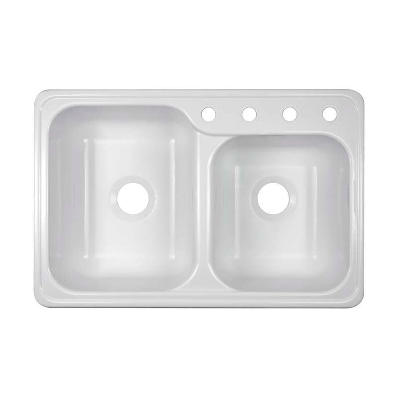 Lyons Industries DKS01GC White Gourmet Choice Dual Offset Bowl 8.5" Deep Acrylic Kitchen Sink