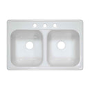 Lyons Industries DKS01LX-TB White LX Style Canadian 31" X 20.5" Dual Bowl 9" Deep Acrylic Three Hole Kitchen Sink