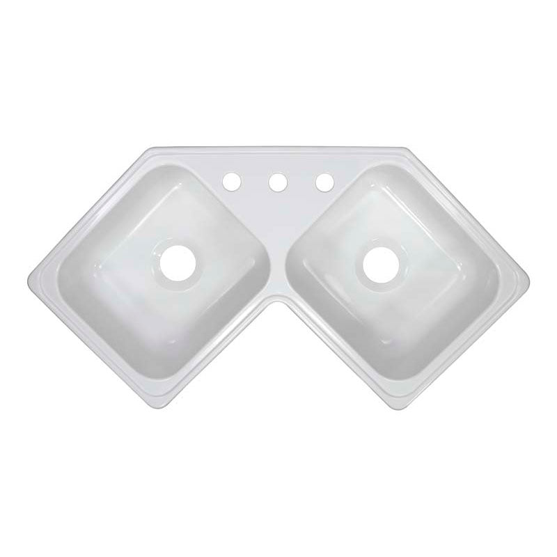 Lyons Industries DKS01V-3.5 White 32.25"x32.25" Manufactured/Mobile Home Acrylic Corner Kitchen Sink, Three Hole