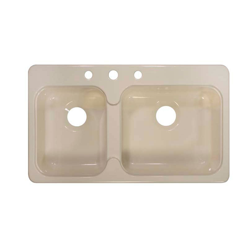 Lyons Industries DKS02C-3.5 Designer Almond 33"x19" Manufactured/Mobile Home Acrylic 7.25" Deep Kitchen Sink, three Hole