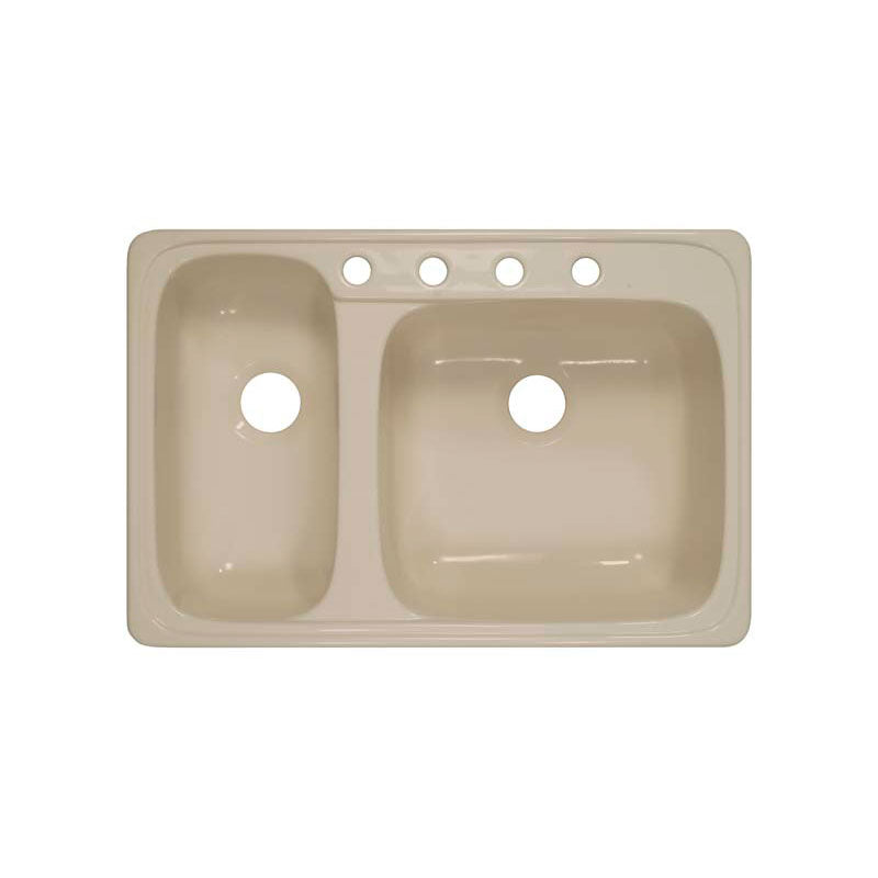 Lyons Industries DKS02HL-TB Designer Almond Soprano Dual High-Low Bowl Acrylic Kitchen Sink
