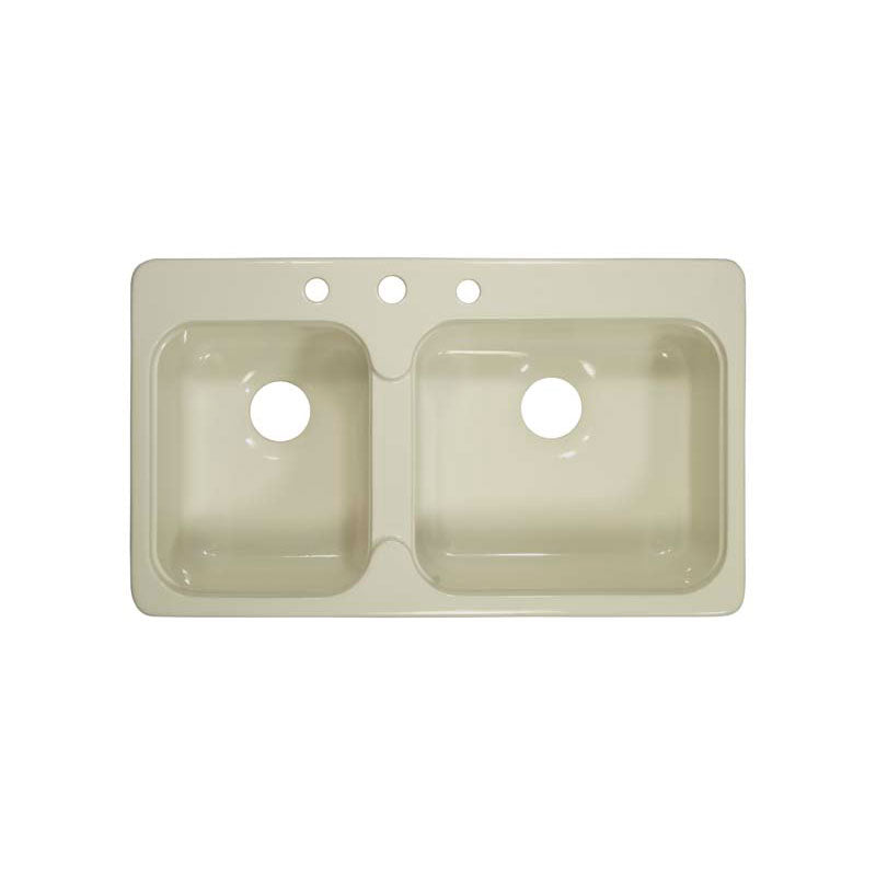 Lyons Industries DKS09C-3.5 Designer Biscuit 33"x19" Manufactured/Mobile Home Acrylic 7.25" Deep Kitchen Sink, three Hole