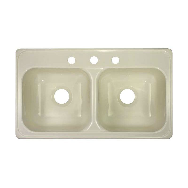 Lyons Industries DKS09J-3.5 Biscuit 33"x19" Manufactured/Mobile Home Acrylic 9" Deep Kitchen Sink, Three Hole
