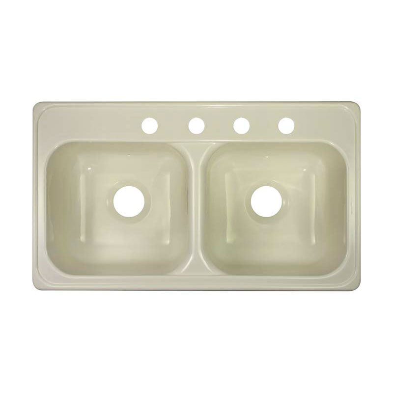 Lyons Industries DKS09J4-3.5 Biscuit 33"x19" Manufactured/Mobile Home Acrylic 9" Deep Kitchen Sink, Four Hole