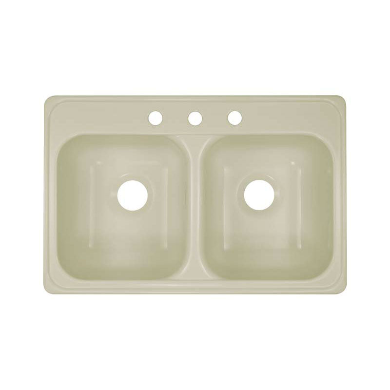 Lyons Industries DKS09LX-TB Biscuit LX Style Canadian 31" X 20.5" Dual Bowl 9" Deep Acrylic Three Hole Kitchen Sink