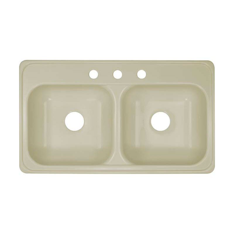 Lyons Industries DKS09Q-TB Biscuit 33"x19" Manufactured/Mobile Home Acrylic 6" Deep Kitchen Sink, Three Hole