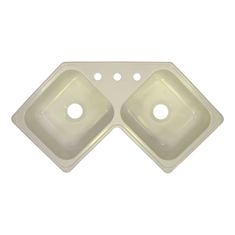Lyons Industries DKS09V-3.5 Biscuit 32.25"x32.25" Manufactured/Mobile Home Acrylic Corner Kitchen Sink, Three Hole