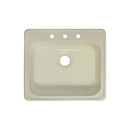 Lyons Industries DKS09X Biscuit 25"x22" Single Bowl Acrylic 9" Deep Kitchen Sink with Three Faucet Holes
