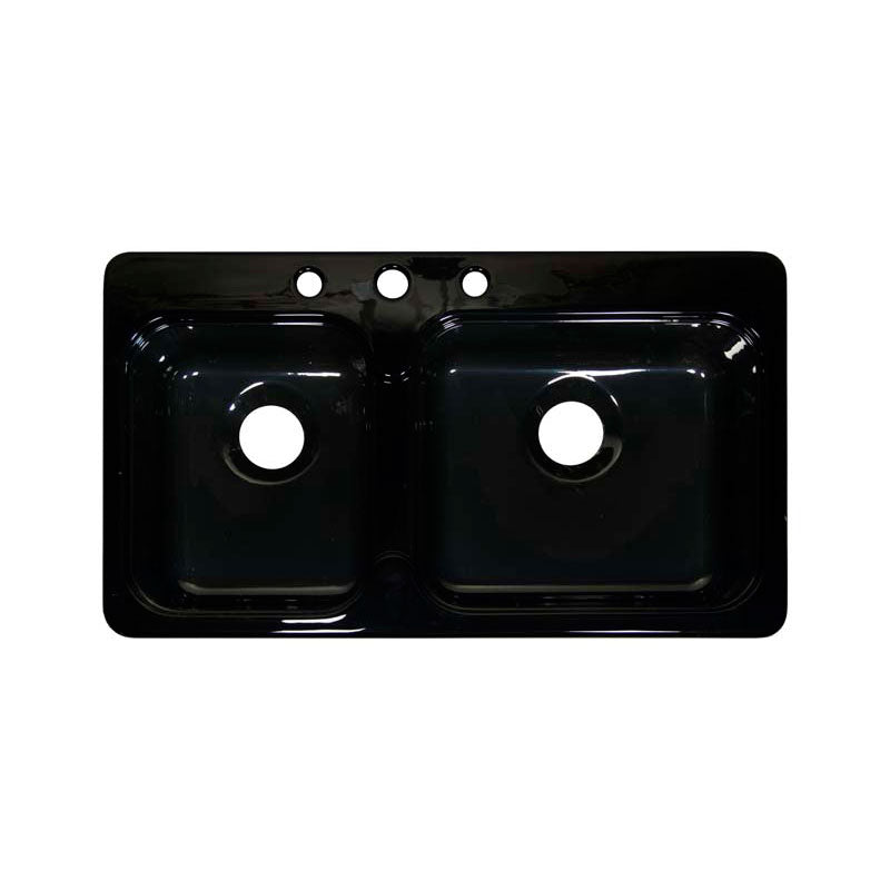 Lyons Industries DKS22AP-3.5 Designer Black Apron Front Dual Bowl Acrylic 10" Deep Kitchen Sink
