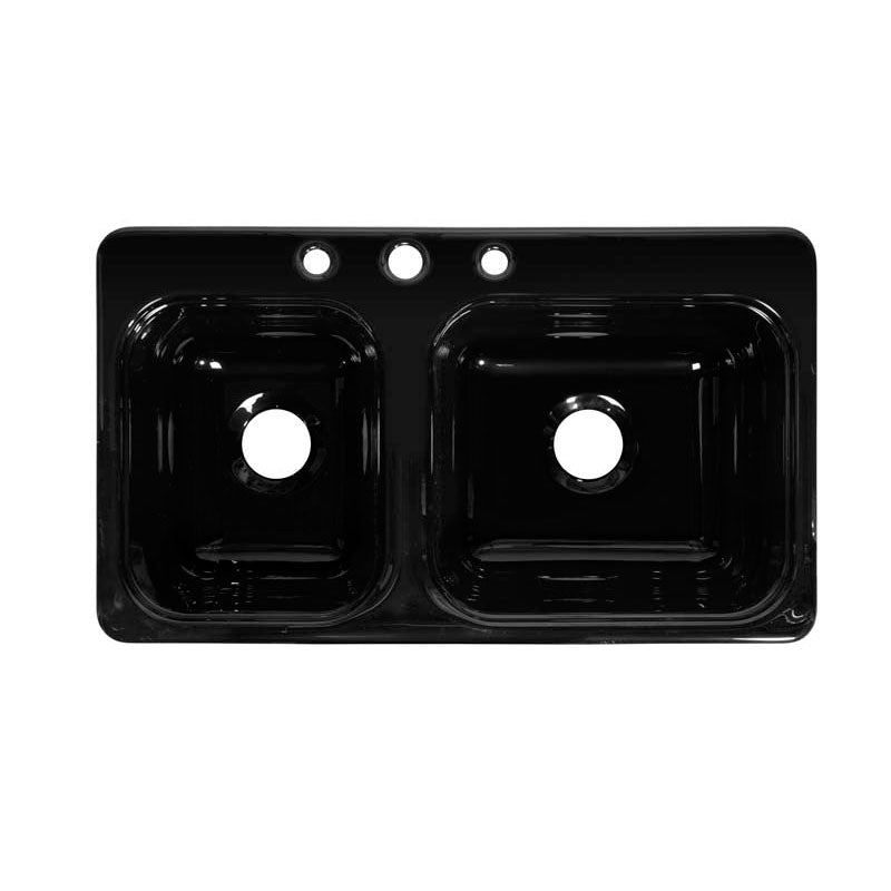 Lyons Industries DKS22CB-3.5 Black 33"x19" Manufactured/Mobile Home Acrylic 8" Deep Kitchen Sink with Step Down Ledge, Three Hole