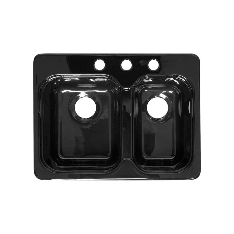 Lyons Industries DKS22EE-3.5 Designer Black 25"x19.5" Recreational Vehicle-Mobile Home Acrylic Two Bowl Kitchen Sink