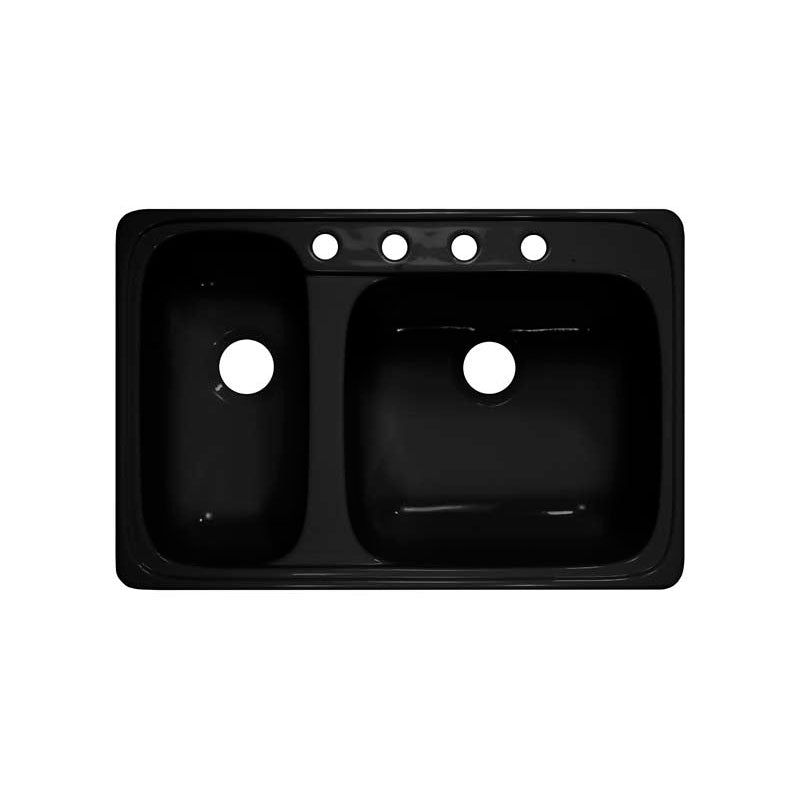 Lyons Industries DKS22HL-TB Designer Black Soprano Dual High-Low Bowl Acrylic Kitchen Sink