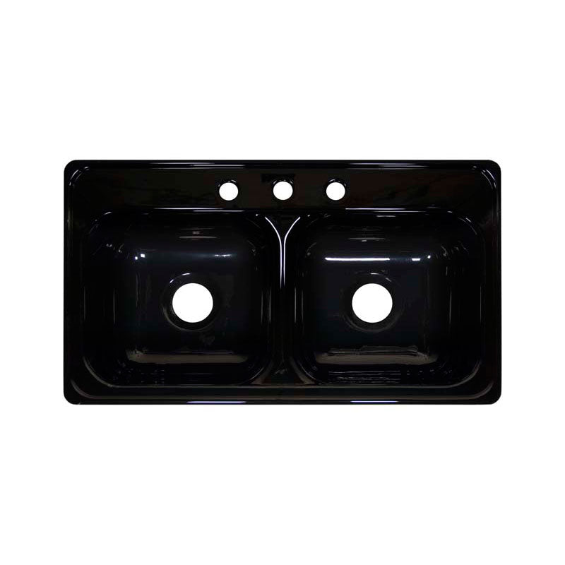 Lyons Industries DKS22J-3.5 Black 33"x19" Manufactured/Mobile Home Acrylic 9" Deep Kitchen Sink, Three Hole